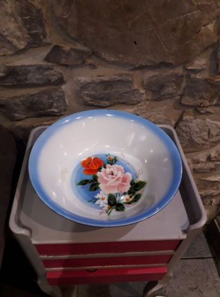 Très grande bassine / plat en tôle émaillée 