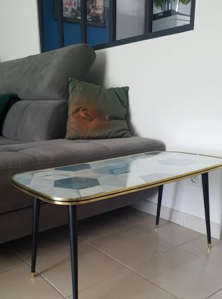 Table basse vintage,pieds compas