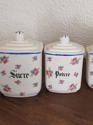 Série de 5 pots à épices vintage