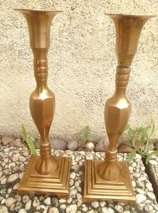paire de bougeoirs en laiton ,vintage