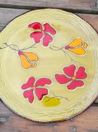 Plateau à tarte/gâteau céramique vernissé.  Poët Laval. 