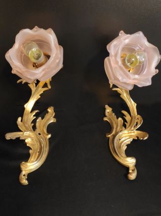 appliques murales fleurs art déco