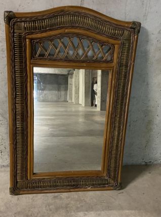 Miroir en rotin années 60