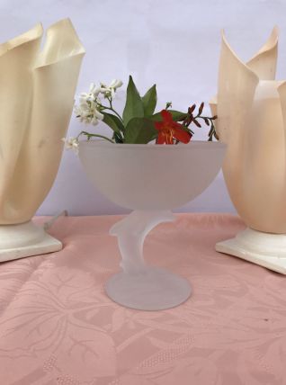 coupelle vintage dauphin en verre transparent