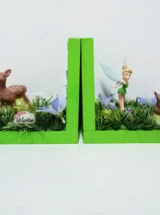 Serre livres fée Clochette en bois, féeriques