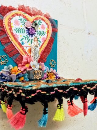 Niche de la Vierge Marie, bois, bohème, kitsch