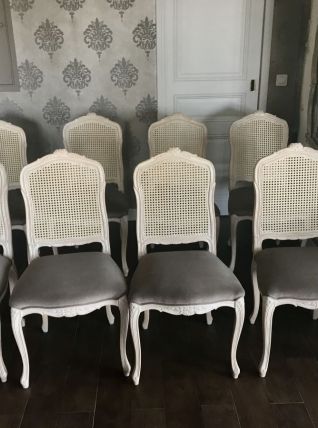 Lot de 8 chaises Louis XV