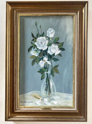 Huile sur toile « Les Roses Blanches » de Guy Pennamen