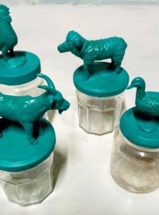 Bocaux animaux verts, décoration, rangement