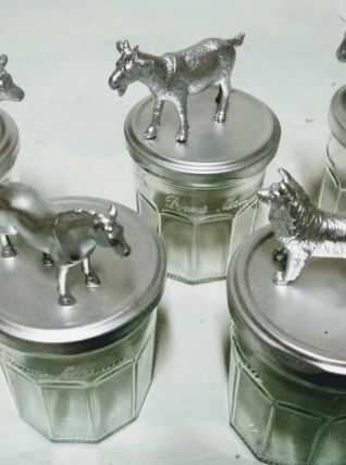 Bocaux animaux argentés, rangement et décoration