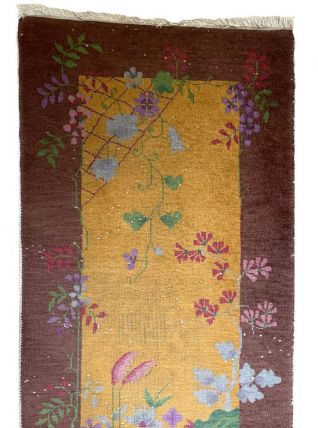 Tapis ancien Chinois Art Deco fait main, 1B873