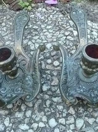 paire  de  bougeoirs  cygne, vintage