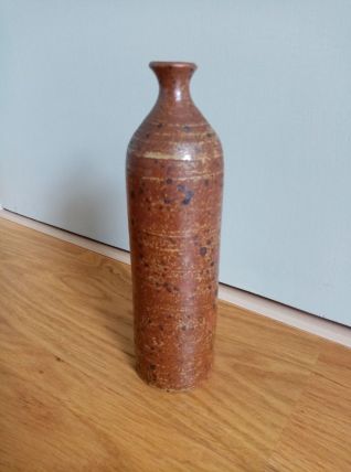 Bouteille soliflore en grès pyrité