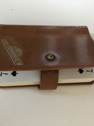 Jeu de cartes etui en cuir 1950