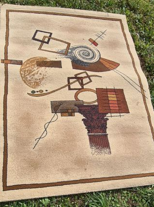 TAPIS MODERNISTE  DESIGN ABSTRAIT  132x185  creme et marron