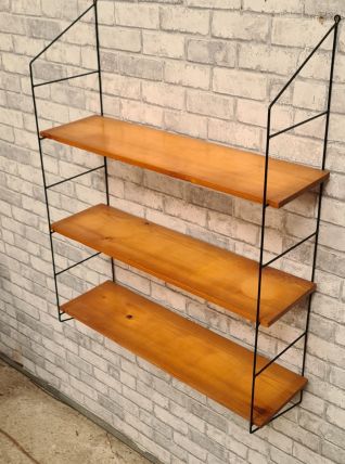 Etagere bois 1950 style tomado, String, 83x20x64. Superbe et