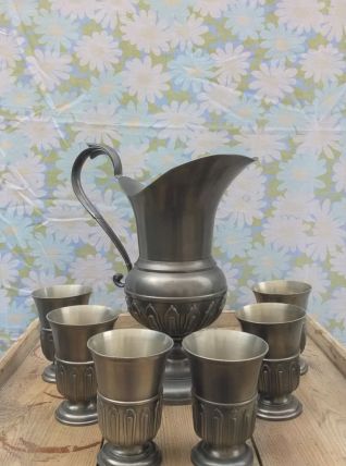 Pichet et gobelets à vin - Etains du manoir (France)