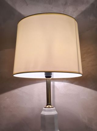lampe en porcelaine craquelé et pied doré style deluxe 1970 