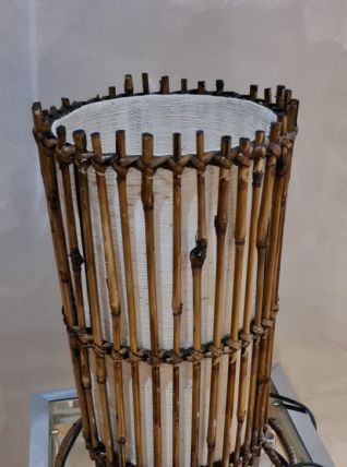 lampe osier ,rotin, bambou,dans le gout de louis sognot 1950