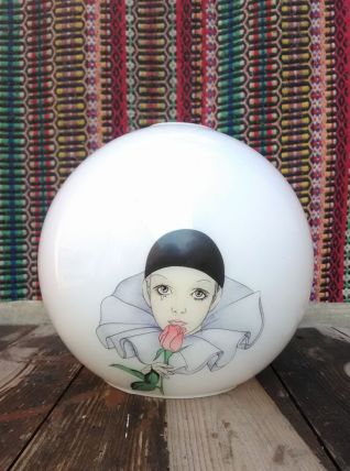 Lustre globe Pierrot  en opaline 