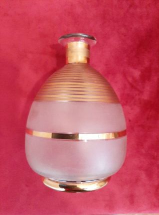 Vase en verre vintage, transparent et dorée