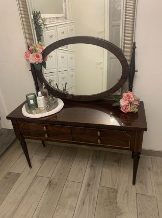 Coiffeuse et chevets vintage acajou