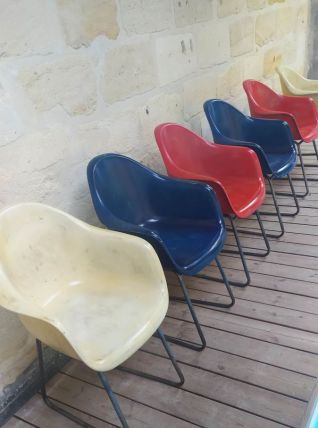 Lot de 6 fauteuils coque résine style Eames