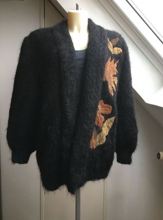Gros gilet doudou vintage noir Carletti - Taille unique - Bo