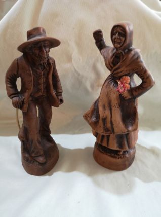 2 STATUETTES en TERRE CUITE signée Françis Lascour 