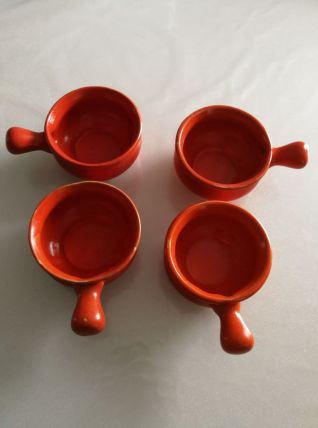 4 poêlons orange Vintage 