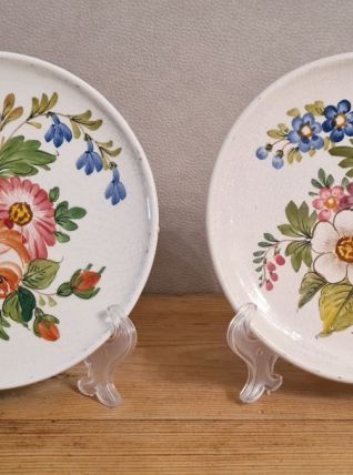 lot de 2 assiettes faience craquelée Bassano peintes main