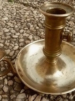 bougeoir laiton avec poignée, vintage