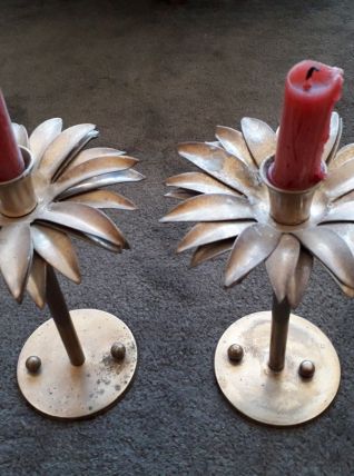 2 bougeoirs palmiers des années 50/60