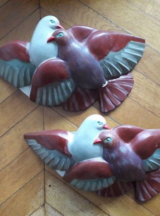 Une paire d'appliques oiseaux des années 30