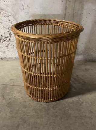 Corbeille à papiers en rotin