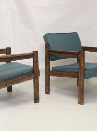 Paire de fauteuils en bois origine Pays de l’Est, années 70 