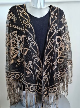 ✅ Châle Vintage Brodé en Fil doré