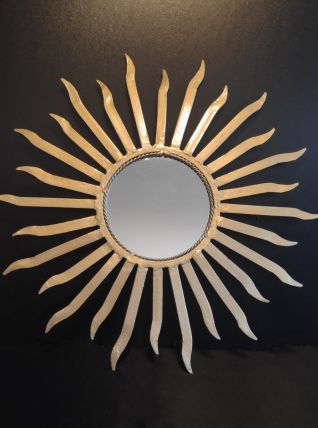 miroir soleil en métal doré vintage