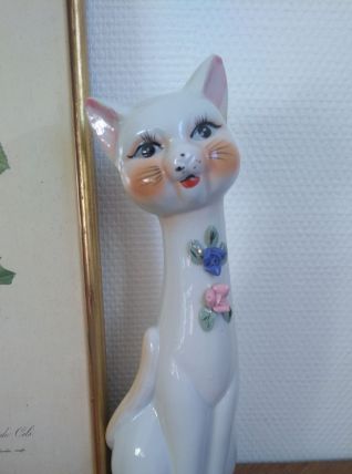 Grand chat en céramique Vintage