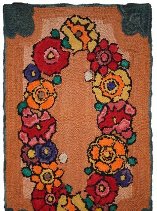 Tapis vintage Américain Hooked fait main, 1C21