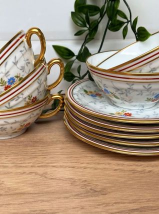 Set de 5 tasses et sous-tasses Bernardaud Limoges