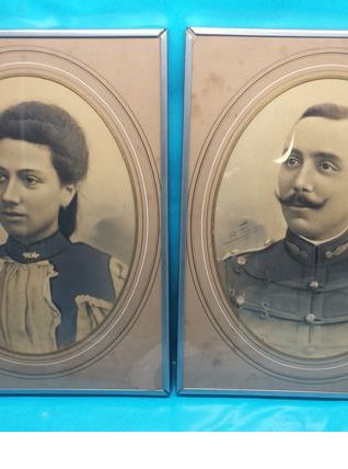 Paire de Grands Portaits  Photo Couple 19eme