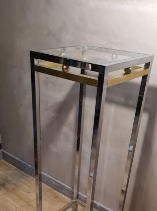 sellette 1970 chrome et laiton ;verre dans le style bagué , 