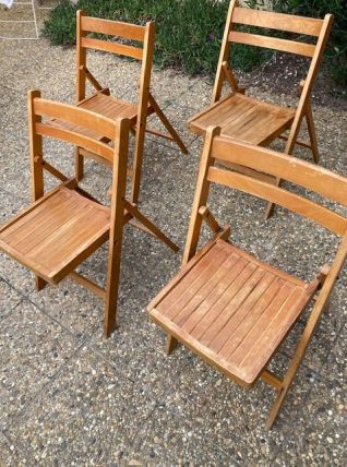 Chaises vintage pliantes en teck années 1970