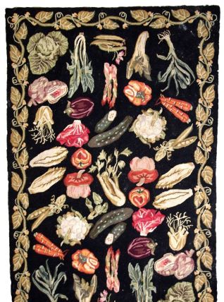 Tapis ancien Américain Hooked fait main, 1B728