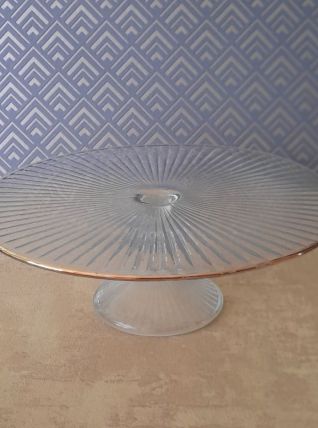 Plat à tarte, présentoir gâteaux en verre Art deco