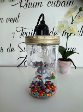 Lampe de chevet enfant récup' bocal