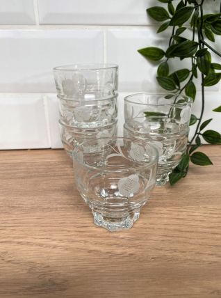 6 verres vintage sérigraphiés 