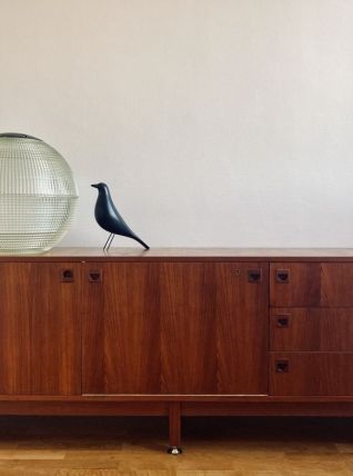 Enfilade teck moderniste André Monpoix meuble TV vintag