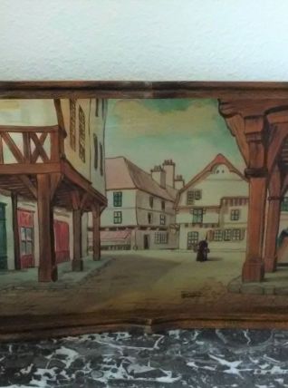 Grand plateau Art déco signé DOPE (années 50) 